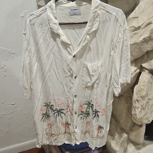 Old Navy Flamingo White Casual Button Down Shirt